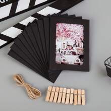 20pcs Hanging Photo Frame With Clips & Strings, Simple Design, Bohemian Style Decor For Grid Photo Wall, Dorm, Classroom, Living Room, Bedroom, Office Wall, Suitable For Graduation Ceremony, Wedding, DIY Photo Exhibition Wall, Anniversary, Theme Party