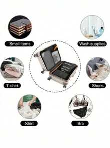 Ensemble de 6 pièces Sac de rangement à motif lettres, sac de rangement pour voyage en tissu moderne et simple, sac de rangement pour voyage, sac à maquillage, sac à maquillage, organisateur de vacances, boîte à maquillage grande capacité, brosse, vêtements, produits de soins de la peau, téléphone portable, pièces de monnaie, petits articles, multifonctionnel pour la famille, les cadeaux, les vacances et les festivals