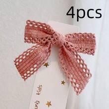 1-10pcs Ethereal Lace Bowknot Hair Clips, Side Bangs, Lolita Style, Ponytail Holder, Sweet & Cute ,Hair Accessory ,School Accessories - Lace Pink Bow Hairpin - View 16