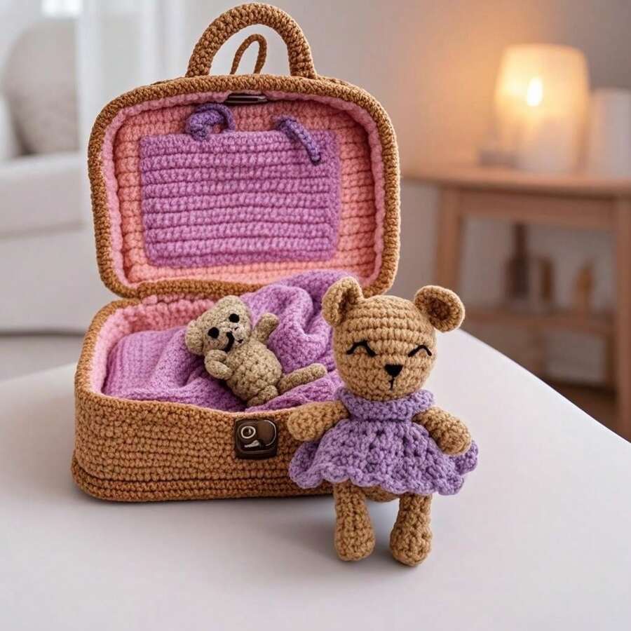 1 件紫色盒子钩针套装、初学者钩针熊 Amigurumi 套装、DIY 钩针套装（含分步说明视频）、钩针工艺套装（成人入门套装） - 彩色 - 查看 1