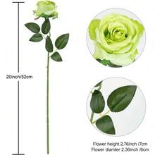 12 piezas de flores de seda artificial, rosas realistas con tallo largo para decoración del hogar, boda, fiesta (Blanco - 2) - Verde - Ver 7