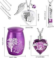 Set Of 6 Cremation Urn  Ashes - Small Memorial Urns Human/Pet Ashes Keepsake Sharing - Purple - Purple - View 2