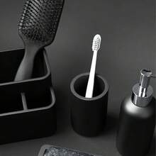 Home Matte Black Toothbrush Holder For Vanity Countertops, Small Toothbrush Holder - Matte Black Collection - Matte Black - View 4