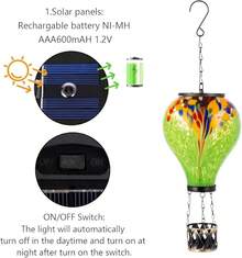 Linterna solar en forma de globo aerostático de Starsoul con proyección de flores, metálica, resistente al agua, para exteriores, linterna solar colgante para decoración de jardín, patio y espacios exteriores - Tie-Dye-C - Ver 6