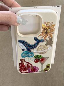 1pc Fashion Cherry Juice, Dolphin, Pineapple Collage Printed Soft Protective Phone Case, Waterproof Anti-Fall Anti-Slip, Suitable Compatible With Apple And Phones