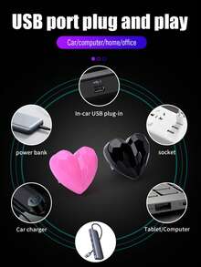 迷你心形USB情绪灯多色车内氛围灯家庭派对房间气氛灯 - 均碼 - 查看 11