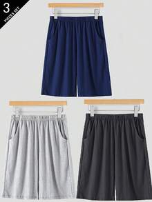 3 Cặp Quần Short Nam Mùa Hè Mới Màu Trơn Đen/Xám/Xanh Mỏng Thường Ngày Thoải Mái - Nhiều màu - Xem 1