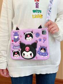 Sanrio Funda de silicona suave de color púrpura de Kuromi para tableta, con correa, adecuada para Galaxy Tab A9+