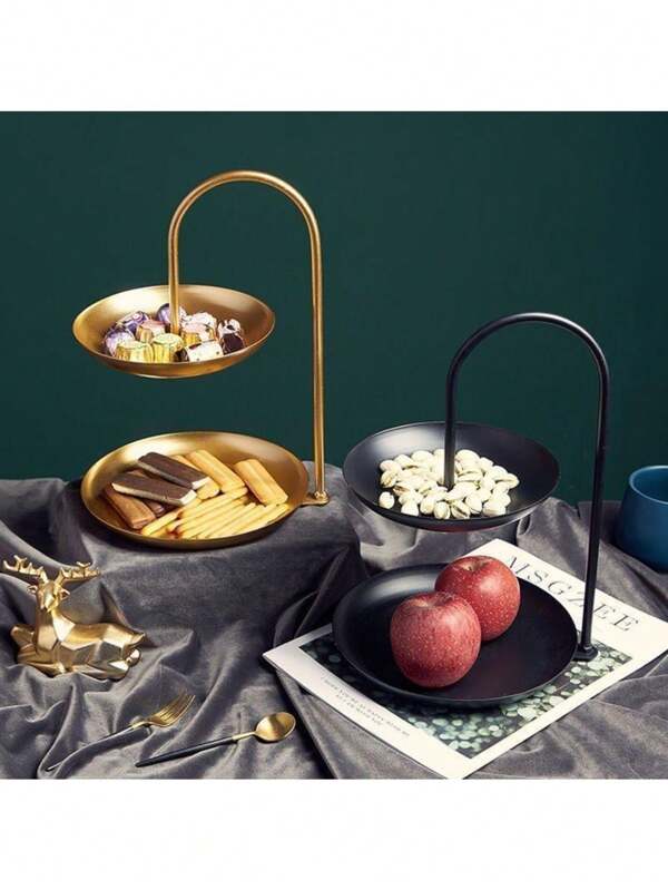 1pc Double-Layer Candy Plate High-End Front Desk Multi-Layer Highly Attractive Light Luxury Style Ins Living Room Snack Tray