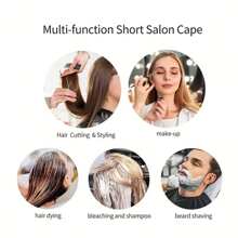 2/1 Piece Waterproof Hair Dye Cape With Snap Fasteners, Hair Products And Accessories For Hair Salon Or Home Use, Hair Tools, Barber Salon Beauty Travel Essentials, Hair Dye Cape, Hairdresser Short Combing Shawl, Makeup Apron For Dyeing, Bleaching, Shampooing