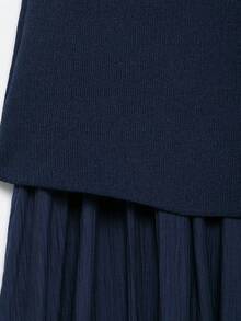 Seelio New Spring/Summer Women's Pleated Patchwork Knit Mini Skirt - Navy Blue - View 9