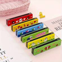 1pc/5pcs/3pcs 12 Styles Harmonica, 16-Hole Double Row Portable Cartoon Harmonica, Musical Instrument Toy Gift For Adult Beginners