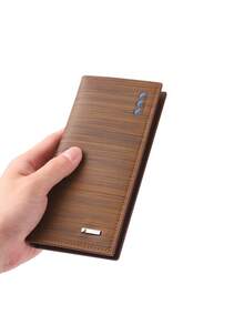 男士新奇钱包，长款对折钱包，PU材质卡包零钱包，多卡位旅行证件夹，时尚长款钱包，男女通用，圣诞节情侣礼物 - 彩色 - 查看 8