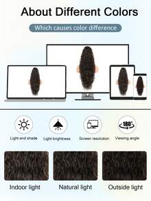 马尾接发 30 英寸长卷发波浪形抽绳马尾接发 合成发夹接发 自然造型合成假发 女士适用 - 彩色 - 查看 9