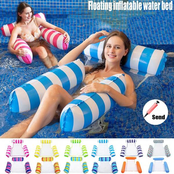 1pc Inflatable 3-Tube Floating Lounger, PVC Foldable Water Floating Backrest Chair