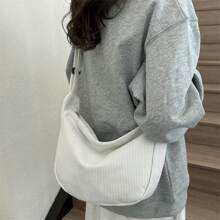 Corduroy Shoulder Bag Minimalist Crossbody Bag Women's Handbags Fashion Fabric Underarm Bag Solid Color Zipper Female Handbag