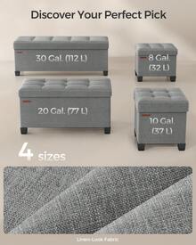 SONGMICS Ghế đôn để đồ, Ghế gác chân có thể gập lại có chân, Ghế dài cuối giường, Rương đựng đồ, Cho phòng khách, Phòng ngủ, Lối vào Ký túc xá trở lại trường - Xám - Xem 5