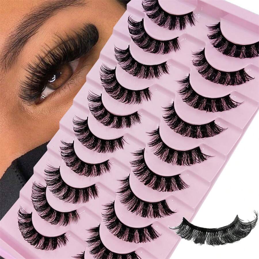 30 Pairs Dramatic Fluffy Russian Strip Lashes Faux Mink For Makeup False Eyelashes DD Curl Messy Volume Fake Lashes - 濃密款 - 查看 1