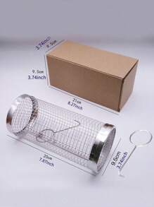 2 Pieces BBQ Grill Set, Stainless Steel BBQ Grill Set, Portable Outdoor BBQ Basket, Portable Round Stainless Steel Campfire Grill, Multi-Purpose Camping Grill Accessory, Outdoor BBQ Basket