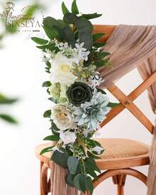 Artificial Flowers Combo, Champagne Silk Roses, Peonies, Dahlias With Stems For DIY Wedding Bouquets, Baby Shower, Table Centerpieces, Home Decor, Fake Floral Arrangements, Party Decorations - Forest Green - 查看 3