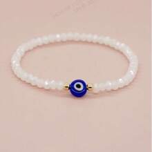 1 pieza Pulsera única de Piedra de Luna de estilo folclórico, decoración de Ojo Malvado de Vidrio Azul, para uso casual diario unisex