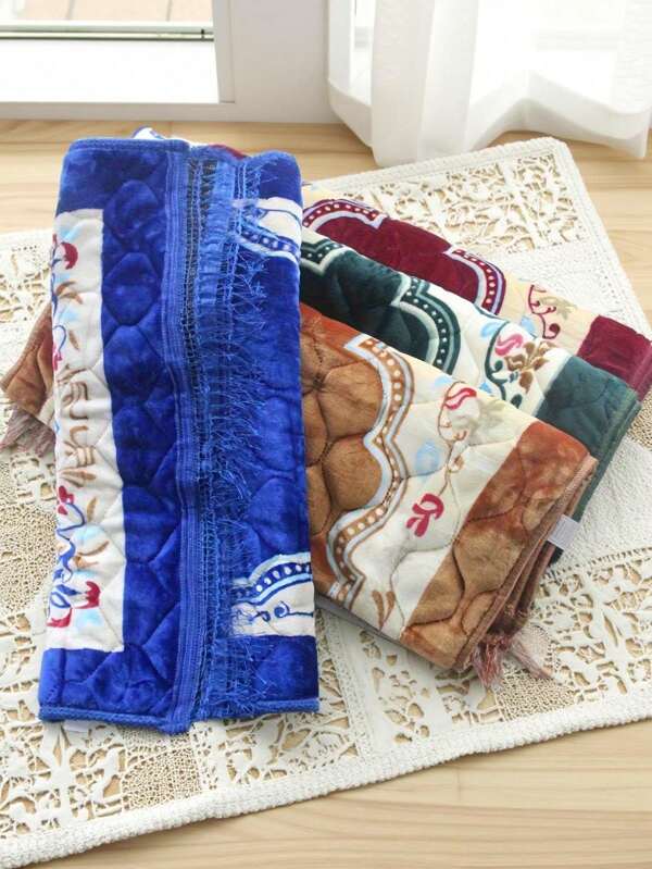 1pc Striped Area Rug Mat, 80x120cm Thick Non-Slip Flannel Embossed Carpet Pad