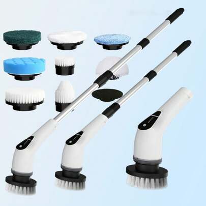 GENAI Electric Spin Scrubber, Cordless Cleaning Brush Scrubber For Home, 9 Replaceable Brush Heads,3 Adjustable Size, For Bathroom Shower Bathtub Glass Car