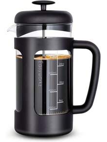 Cafetera de prensa francesa con vidrio de borosilicato, mango de agarre suave, 1000ml, negro - Pago - Ver 9