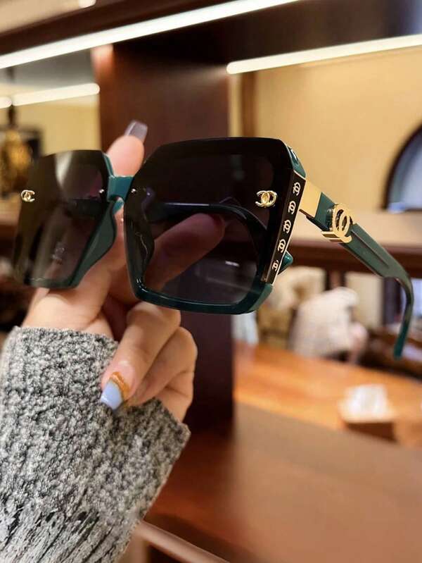 1 buc Ochelari de soare retro pătrați cu ramă mare pentru femei, ochelari de soare personalizați versatili cu ramă completă, potriviți pentru accesorii de plajă pentru călătorii în vacanță