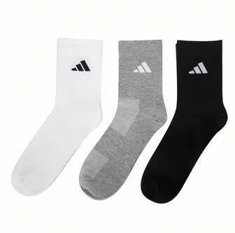 Adidas Three Pairs Of Cushioned Mid-Calf Socks With Ankle Support And Arch Compression. [XS] Recommended Shoe Sizes: 34-36/21-22cm [S] Recommended Shoe Sizes: 35-38/21-23.5cm [M] Recommended Shoe Sizes: 39-42/24-26cm [L] Recommended Shoe Sizes: 43-46/26.5-28.5cm