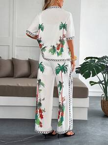 Ensemble de chemise et pantalon imprimé, style de loisirs, de plage et de vacances pour femmes Unadoll - Blanc - Voir 10