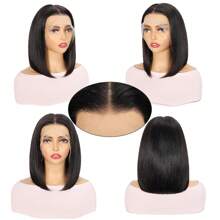 Bob Wig Human Hair Pre Plucked 13x4 Frontal Lace Wig 12inch Black Bob Wig For Women 180% Density Straight Short Bob Lace Front Wigs Human Hair With Baby Hair Daily Use Beach Hair Style