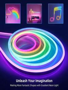 RGB Neon Light Strips, LED Light Strips, Silicone Rope Lights, USB Power Flexible Strips, With A 44-Key Remote Control, Suitable For Game Room Parties, Walls, Ceilings, Homes, Rooms, Gardens, Christmas, Parties, TV/Computer Backlight Decoration, Home Decoration, Festival Decoration, Party Decoration, Birthday Decoration, Halloween Decoration - Multi-color light - View 8