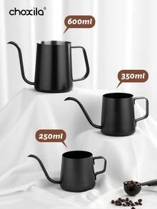 choxila 1件不锈钢咖啡壶 250ml/350ml/600ml咖啡壶 家用黑色细口壶 挂耳咖啡手冲壶 返校