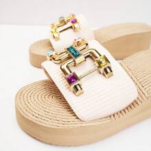 Women's Low Heel Wedge Sandals, WhiteStrap Slide Sandals With Open Toe, VersatileFor Outdoor, Beach, Travel And Casual WearAny Season