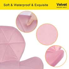 Jooli H Pink Velvet Swivel Office Chair, Height Adjustable Padded Armless Desk Chair With Wheels For Home Office - Pink Velvet - View 3