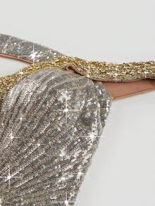 New Women Elegant Sexy Strapless Bodycon Party Maxi Dress With Embellishment - Silver - View 4