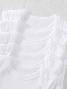 5pcs/Set Newborn Baby Cotton Soft Comfortable Sleeveless Bodysuit Set, Great For Home & Outdoor Use - White - View 3