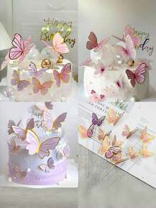 50 قطعة مصنوعة يدوية لتزيين كيك العيد، بطاقة شكل قلب، زخارف فراشات، شريط معدني وغراء، زخارف لولؤية، علامة نجمة عيد ميلاد، قابس قلب لولؤي، ديكور منظر الحلوى، زفاف إبداعي، حفلة عيد ميلاد