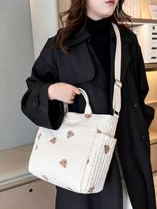 1pc Large Capacity Mommy Bag, Tote Diaper Bag For Moms, Multi-Function Stroller Hanging Bag, Large Capacity Mommy Bag, Tote Bag For Young Mothers, Fashion Shoulder Crossbody Bag, Maternity Bag Handbag - Multicolor - View 10