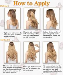 16" 20" Halo Hair Extensions Invisible Wire Hair Extensions With 2 Clips Synthetic Wavy Hairpiece Adjustable Transparent Headband For Women - Dark Ash Brown - 查看 7