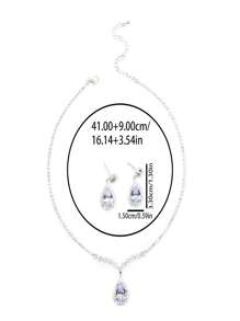 Parure de collier et boucles d'oreilles goutte colorée en zirconium cubique brillant, bijoux de mariage, de fête et de mariée