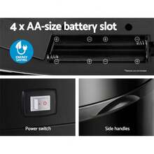 Devanti Rubbish Bin 68L Sensor Sliver Stainless Steel Body Kitchen Trash Bins, Home Appliance, Senor And Manual Operation Liner Holder Fully Closed Lid Fingerprint Resistant - màu đen - Xem 7