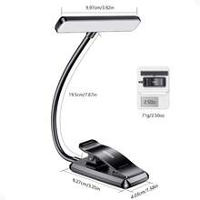 Local Delivery--19 LED Rechargeable Book Light For Reading In Bed With Memory Function- Eye Caring 3 Color Temperatures,Dimming Brightness,80 Hrs Runtime Lightweight Clip On Light For Book Lovers - 黑色 - 查看 8
