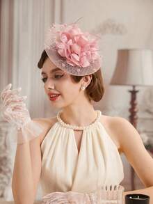 1 Pc Fascinators Hat For Women Tea Party Headband Kentucky Derby Wedding Flower Mesh Hair Clip