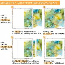 Wood 12x12 Frame Set Of 4 Black With 10x10 Mat, For 30 X 30cm Diamond Art Painting, Display Picture 10 X 10 With Mat Or 12 X 12 Without Mat, Large 30x30 Picture Frame For Wall Hanging, Black, 4 PackNo. 34577 - White - View 8