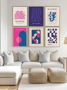 1pc MODERN GALLERY WALL Wall Art Prints, Matisse Blue And Pink Printable Wall Art Poster Gift For Her, Maximalist Decor, Unframed