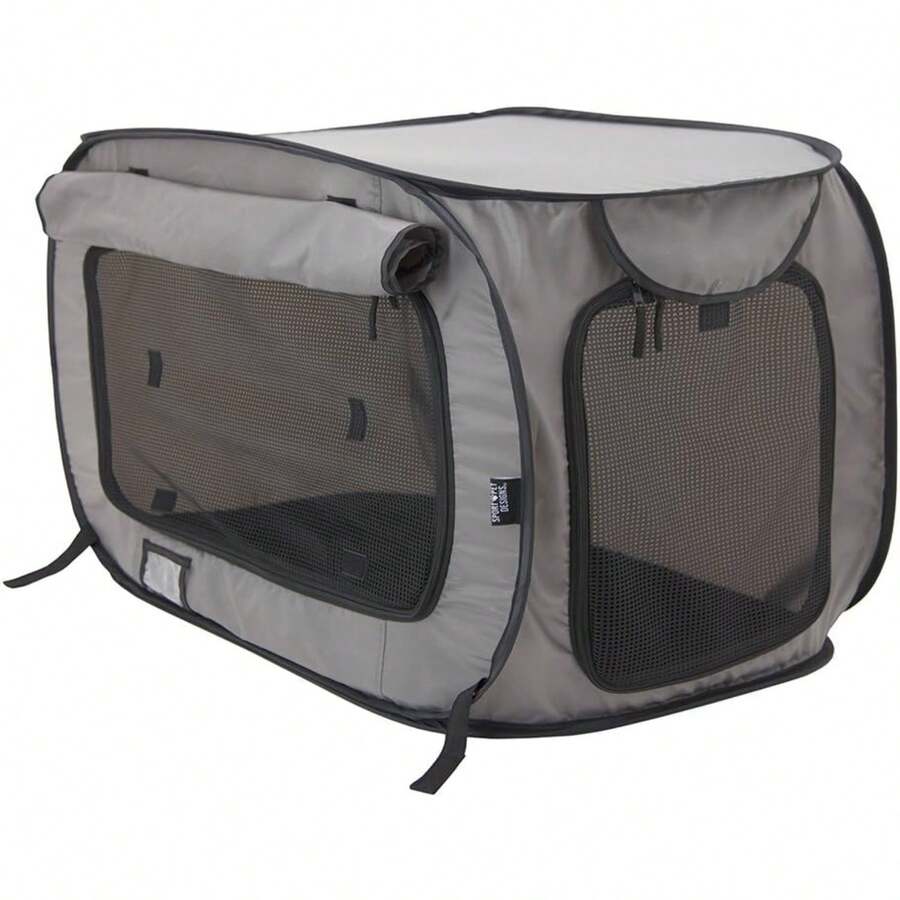 Local Delivery-SportPet Designs Large Pop Open Kennel, Portable Cat Cage Kennel, Waterproof Pet Bed, Carrier Collection - Tan - View 1