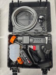 1pc Cordless High Pressure Washer, Portable Power Washer, Handheld High Pressure Car Wash Gun With Foam Sprayer, With Rechargeable 6.0Ah Battery, 5 Meter Hose, Pressure 1.2MPA, For Car, Floor, Yard Cleaning And Watering