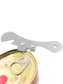 1 pieza Abrelatas manual de acero inoxidable. Abrelatas multifuncional, agarre ergonómico, con abridor de tapas de botellas integrado, herramienta de cocina